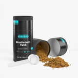 Mushroom Fuse instant mushroom coffee tube next to an open tube and scoop - image 3