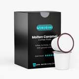 Solid Health Molten Caramel Coffee Pods box with a single-serve coffee pod in front - image 1
