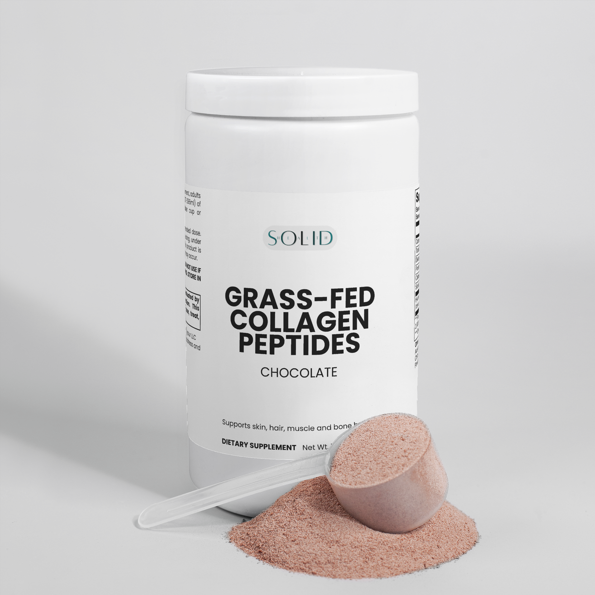 Grass-Fed Collagen Peptides (Chocolate) powder by Solid Health, image 3