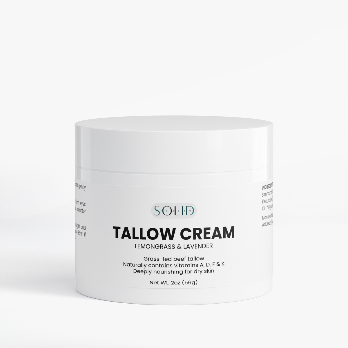 Tallow Cream Lemongrass & Lavender by Solid Health