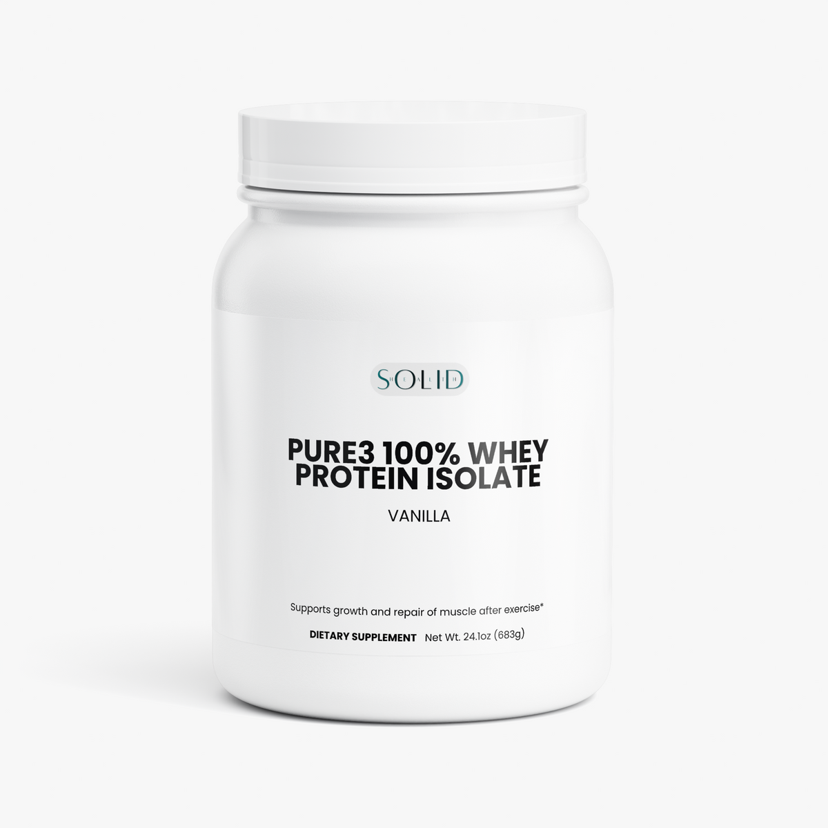 Pure3 100% Whey Protein Isolate (Vanilla) protein powder by Solid Health, image 2
