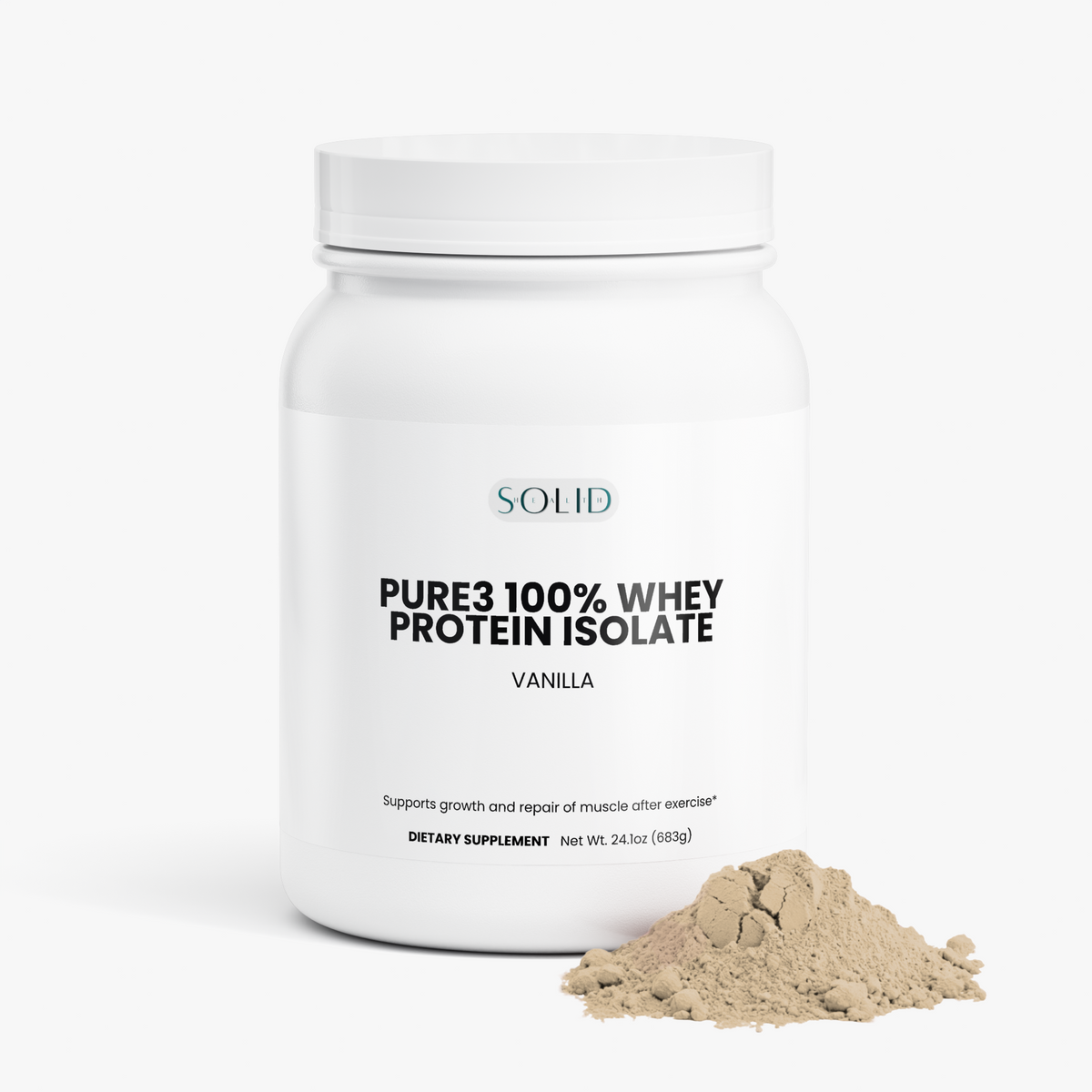 Pure3 100% Whey Protein Isolate (Vanilla) protein powder by Solid Health