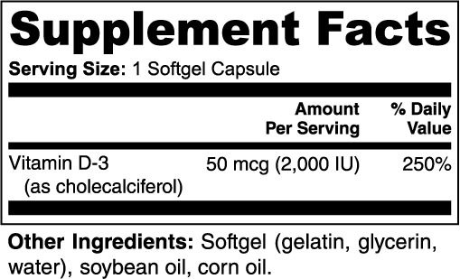 Vitamin D3 2,000 IU softgels by Solid Health, image 5