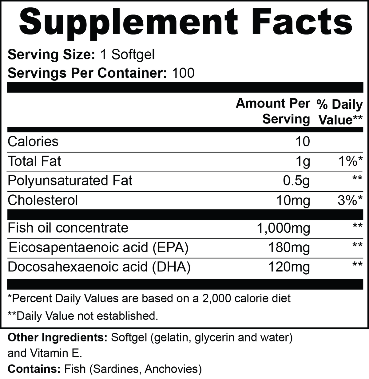 Omega-3 Fish Oil EPA 180mg + DHA 120mg softgels by Solid Health, image 5